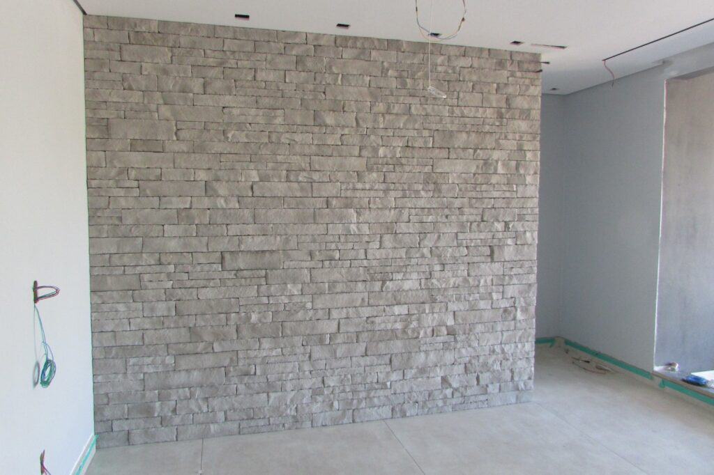Stone wall feature for stylish interior design.